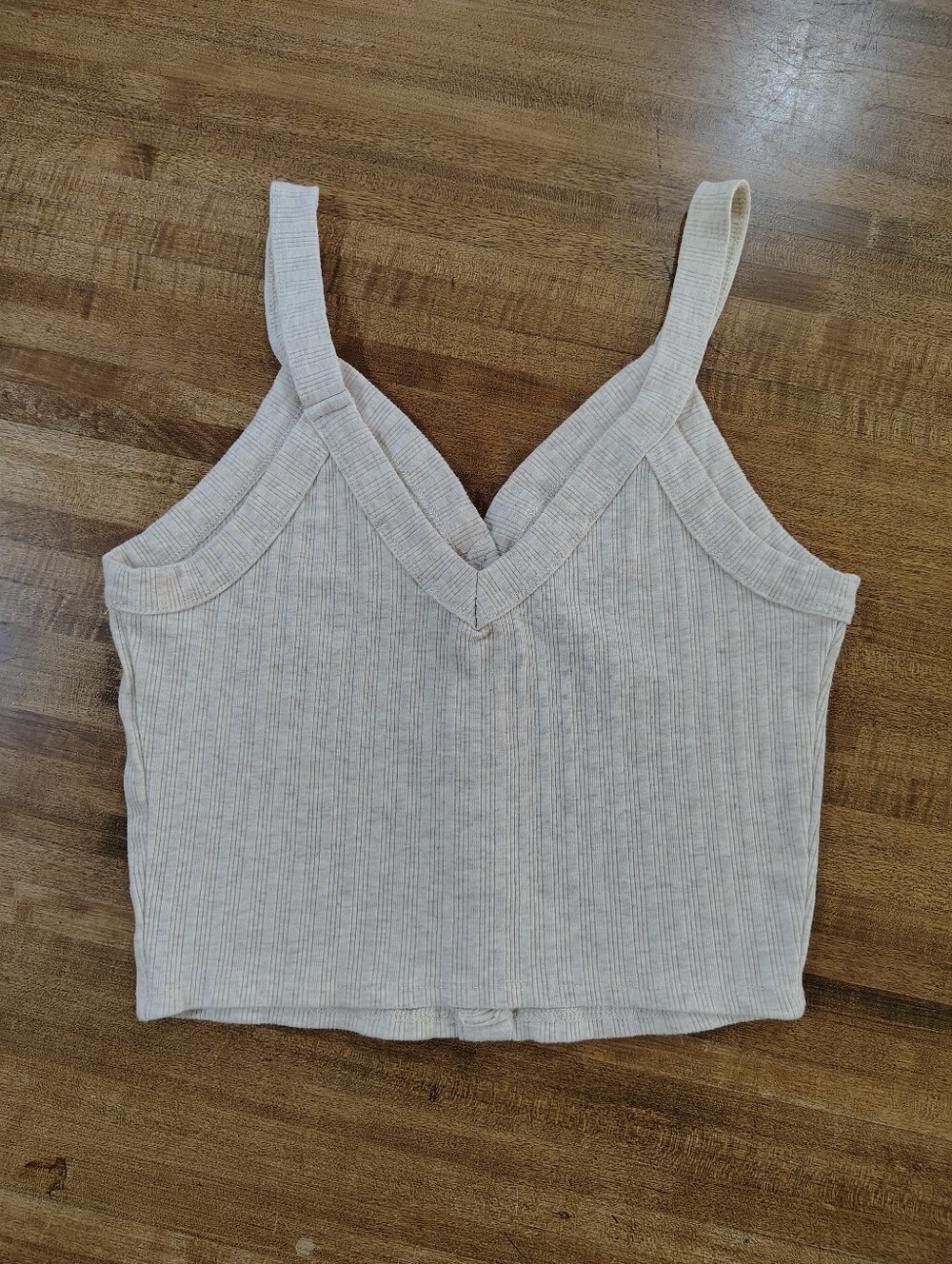 Bozzolo Neutral Ribbed Button-Front Crop Tank Top Size M - Picture 4 of 5